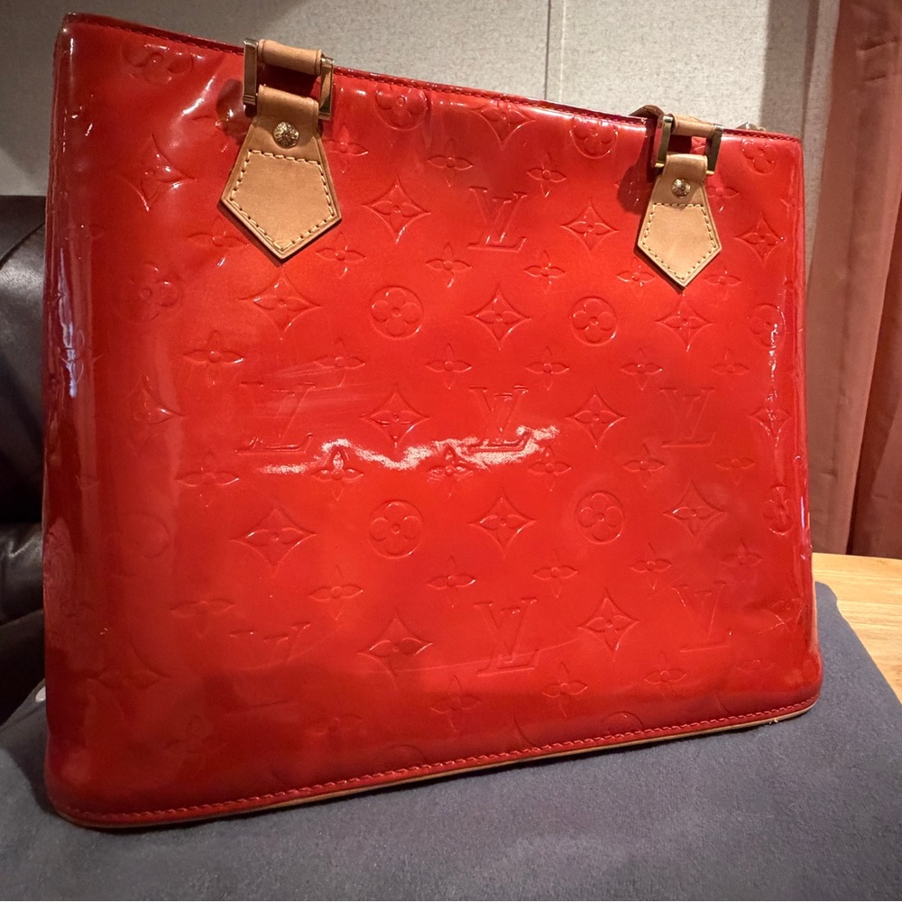 Louis Vuitton Vernis Large Tote Red Patent Monogram Rare Discontinued LV Bag